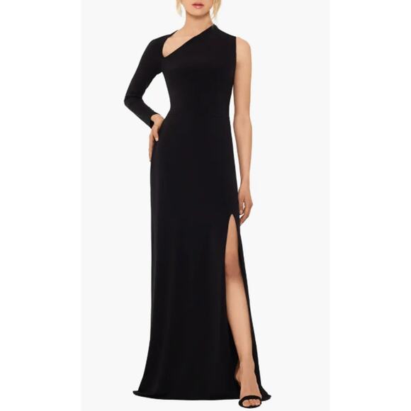 Betsy & Adam Asymmetric Single Long Sleeve Gown Size 12 New with Tags - Picture 3 of 8
